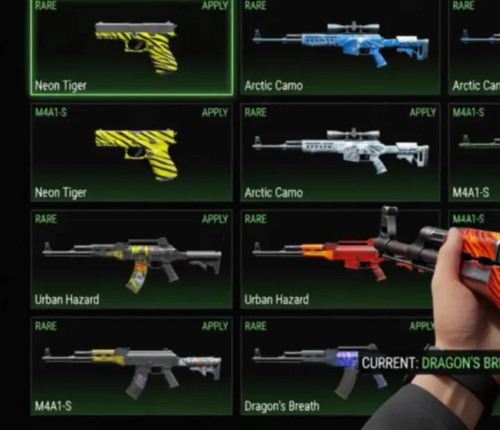 Standoff 2 fegyverskin és matrica kombinációk illusztráció